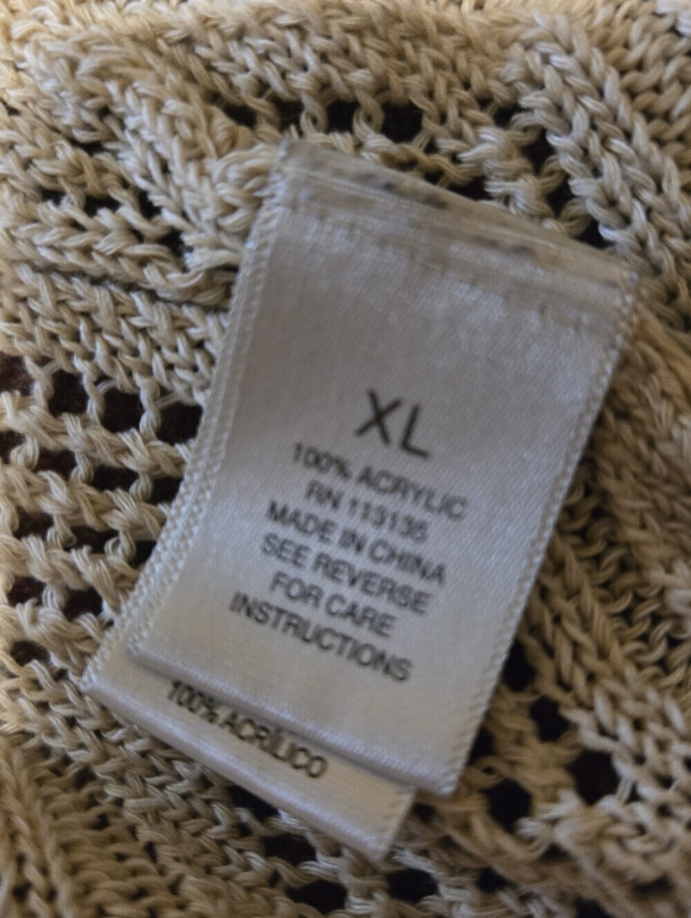 Leo & Nicole Open Front Knit Shawl Cardigan Tan XL Armpit Discoloration - Picture 4 of 7